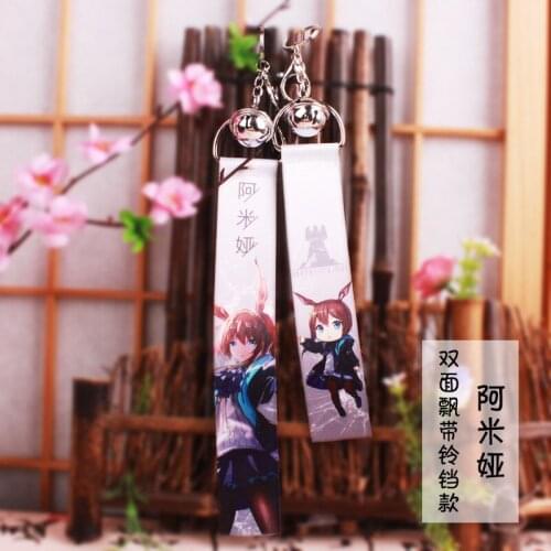10 pcs/lot Anime Arknights Amia treamer Ribbon pendant toy with small bell key chains double side bag pendant gift