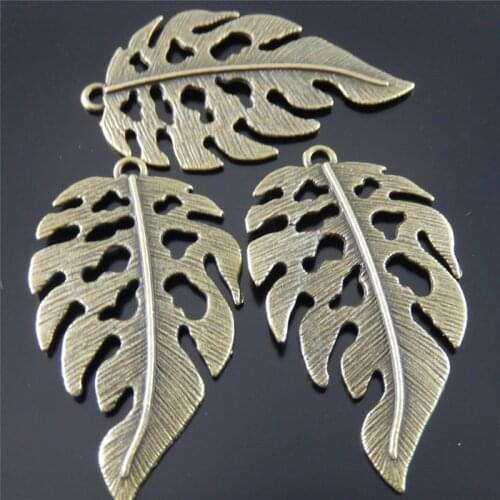 10pcs/lot Necklace pendant Charms Retro Style Bronze Tone Alloy Leaf Pendant Leaves Charm Jewelry Accessories 42*26mm AU32449