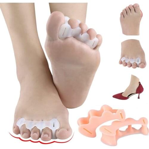 ZhangYuan 2pcs New Silicone Toe Separator Bunion Blister Pain Relief Three Holes Foot Care Hallux Valgus Treatment Toe Corrector