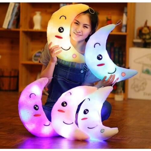 34CM Creative Toy Luminous Pillow Soft Stuffed Plush Glowing Colorful Stars Cushion Led Light Toys Gift For Kids Children Girls