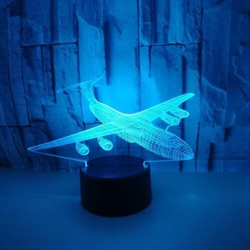 Aircraft 3d Nightlight Seven Colourful Touch Control Led Visual Desk Lamp Light Creative Gift Table Lamps For Living Room