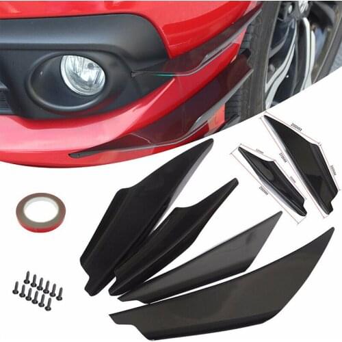 4PCS Universal Car Front Bumper Lip Splitter Fins Body Spoiler Canards Refit Kit