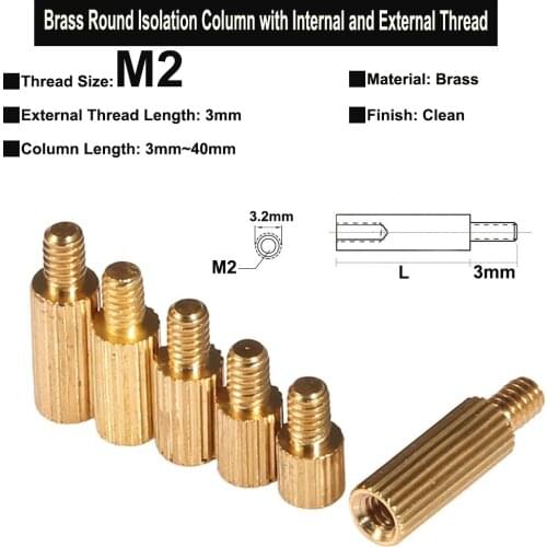 50/20/10Pcs M2 Round Brass Male to Female Standoff Motherboard Spacer Screws Isolation Column with Internal and External Thread