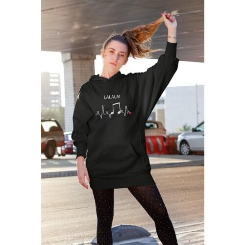 Angemiel Wear Lalala Rhythm Black Dress Sweatshirt Tunik