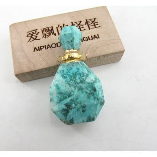 APDGG 1 PC Natural Blue Africa Turquoise blue winter bottle Charms Pendant Unique Design Charms necklace pendant Jewelry DIY