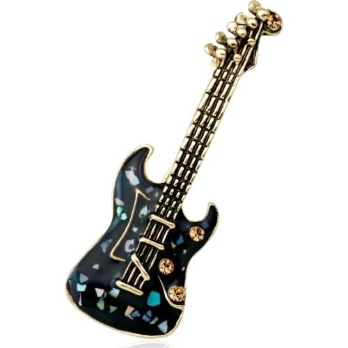 Guitar Shaped Brooches Enamel Apparel Accessory Musical Instruments Lapel Pin Club Badge Brooch