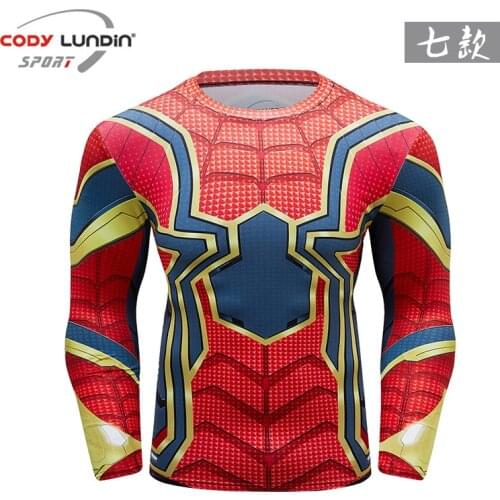 3D Printed Compression Shirt Superhero Cosplay Costume Shirts Men Long Sleeve Sport Gym Fitness Running Workout Training Tshirt