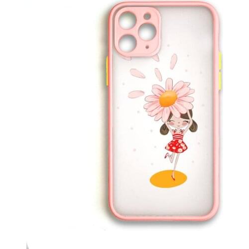 Hot Sell Flower And Girl Phone Case Colorful Shockproof Trasparent For iPhone 8 7 Plus 12 Mini 11 Pro Max XR X XS pink Cover