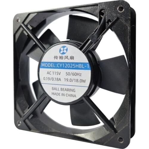 CHUANYU CY12025HBL-1 120x120x25mm 115 V AC 50/60 HZ 0.19/0.18 A 19/18 W Ball Bearing Axial Fan