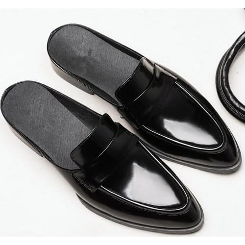 Must Have!! Men Summer Outdoor Slippers Casual Slides Loafer Shoes Top Full Grain Leather Pointed Toe Man Shoes