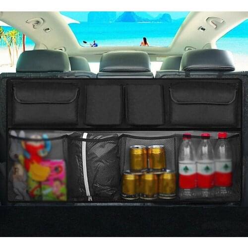 PU Leather Universal Auto Car Organizer Trunk Rear Back Seat Storage Bag Mesh Net Pocket Stowing Tidying Interior Car Styling