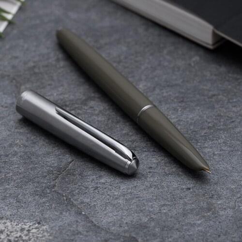 Hero 100 14K Gold Nib Classic Fountain Pen Metal Semi-Steel Grey Authentic Quality Outstanding Ink Pen 0.5mm Writing Gift Set