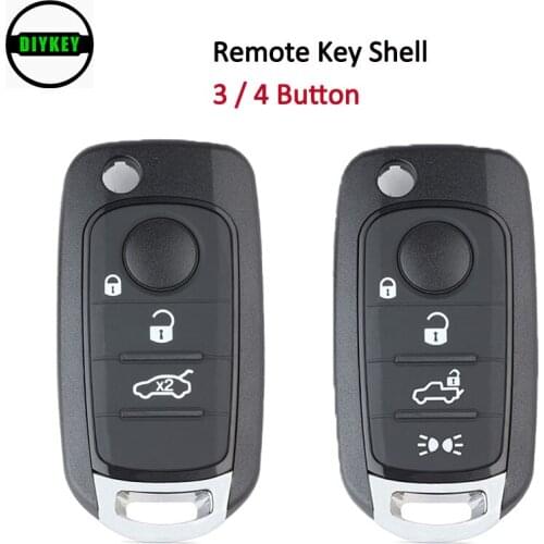 DIYKEY for Fiat 500 500X Nuovo Grazie Tor Replacement 3 / 4 Button Flip Folding Remote Key Shell Case Fob with Uncut Blade Black