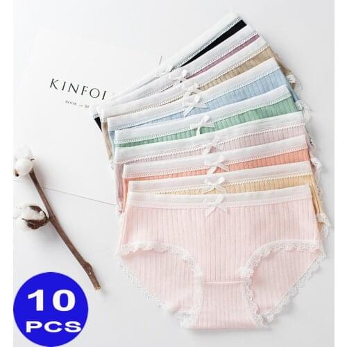 Lace Underwear Women Cotton Panties Breathable Mid-Rise Sexy Lingerie Girls Briefs Underwear Majtki Damskie Bragas Algodón Mujer