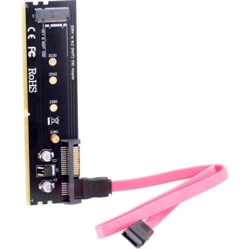 M2 M.2 NGFF B-key / B/M-key SSD to SATA 22pin Hard Disk Adapter PCBA with DDR4 Connector Holder