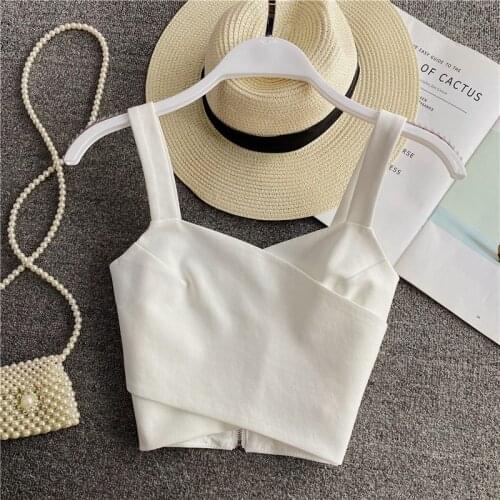 Summer Cross Bandage Cropped Tank Top Women Zipper Sexy Corset Top Femme V-Neck Backless Skinny Tanks Basic Clothes Ropa Mujer