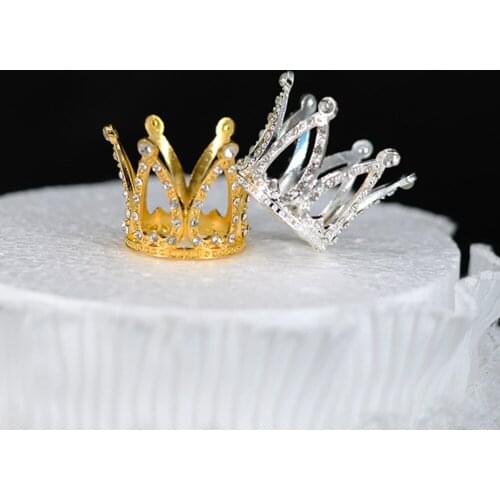 Mini Crown Cake Topper Tiara Cupcakes Crystal Rhinestone Crown Cake Decorations For Theme Party Birthday Decorations