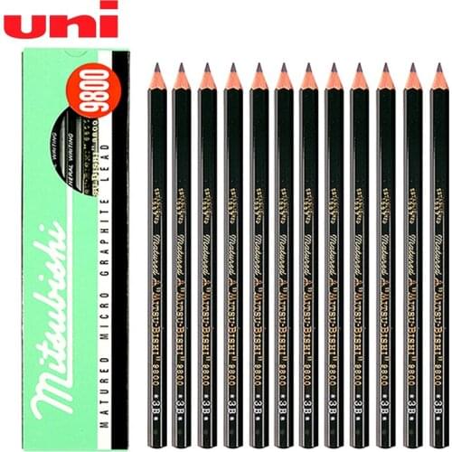 Mitsubishi Pencil 12 Single 9800 Sketch Pencil Art Special 2B-8B Professional Charcoal HB Brush Hexagon Rod Writing Black Lead
