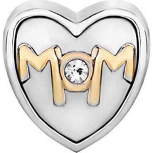 My mom mosaic crystal family charm beads Fits Pandora Charms Bracelet.beads for jewelry making