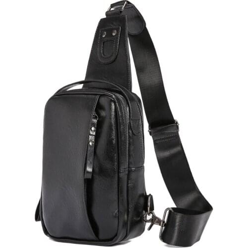 Newest Hot Men Fashion Casual Chest High Quality Pu Leather Belt Bag Sports With USB Interface Single Shoulder Crossbody Bag