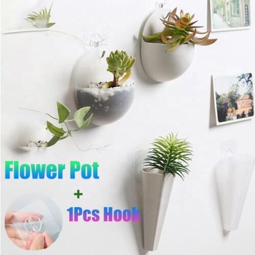 Wall-Hanging Plant Pot Creative Plastic Planter Pot Wall Mounted Flower Planter Home Office Garden Decoration Wall Flower Vase