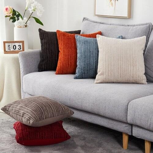 INS Nordic Chenille Plain Color Pillowcase Throw Pillow Covers Decorative Bed Sofa Cushion Cover Nordic Style Home Decor 45*45CM