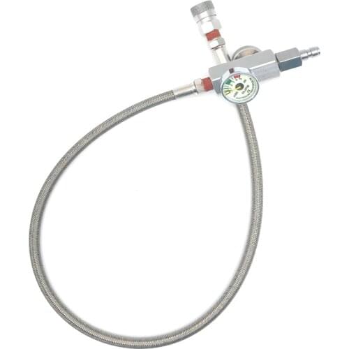 New PCP Airforce Air Filling Adapter Thread Escape Valve With 20inch SS Hose 60cm Nylon Hose Stainless Steel BLV2060