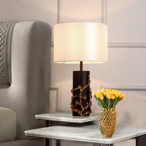 New product home goods table lamps jade base fabric lampshade E27 bulb table light