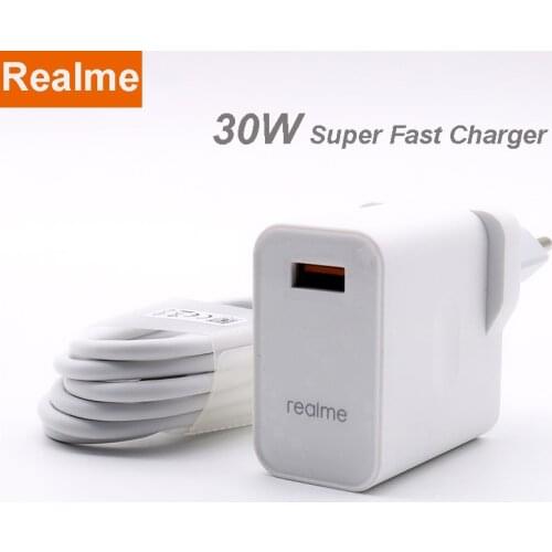 Original EU Realme VOOC Dash charger 5V/6A Fast charging 1m USB typec cable wall power adapter for Realme X2 Pro X50 Pro 6 Pro 6
