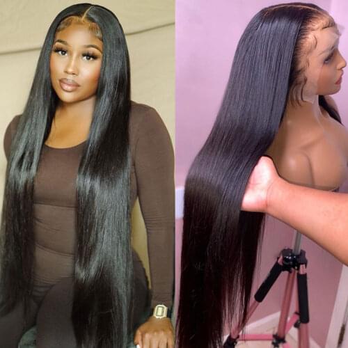 Laritaiya13x4 Straight Lace Front Wig Peruvian Remy Human Hair 4x4 5X5 Transparent Lace Closure Wigs for Black Women 30 Inch Wig