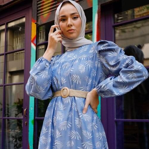 Brush Pattern Belted Dress Turkey Muslim Fashion Hijab Dress Islam Clothing Dubai Istanbul Istanbulstyles 2021