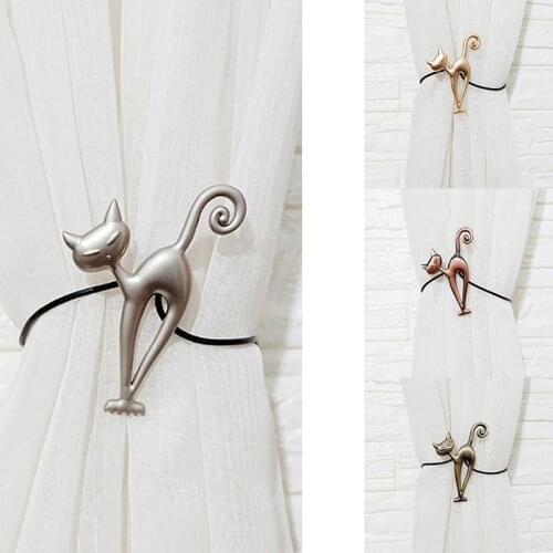 SHGO HOT-Cat Shape Strong Curtain Tiebacks Belts Ropes Curtain Holdback Curtain Rods Accessoires Curtain Ring