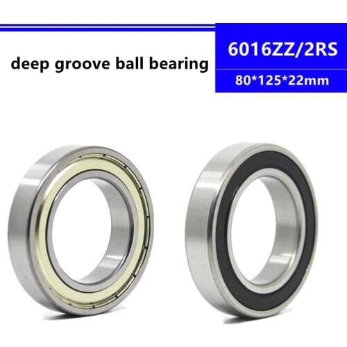 2pcs 6016ZZ 6016-2RS 6016Z steel ball bearings 6016-2Z 6016RS 6016 2RS 80*125*22 mm deep groove ball bearing 80x125x22 mm