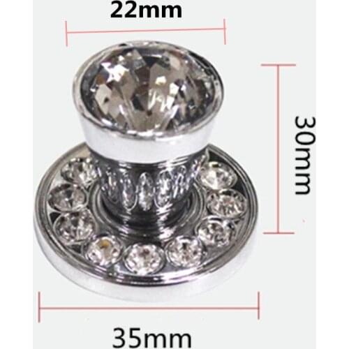 Modern fashion luxury Transparent crystal drawer shoe cabinet knob pull chrome shiny silver Rhinestone kitchen cabinet handle