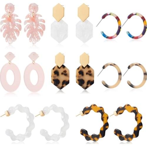 Women Earrings Acrylic Pendant Earrings For Women Bohemian Earrings Stud Earrings 2021 Trend New Fashion Jewelry New