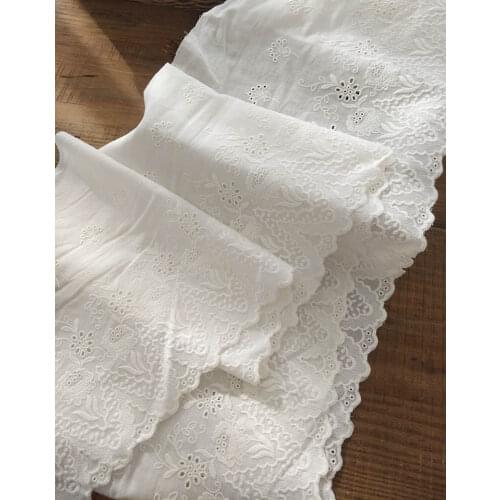 1Meter Very Wide 100% Cotton Cloth Lace Trim for DIY Crafts Costume Sewing Accessories White Cotton Lace Fabric 27cm Width