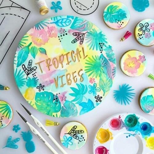 1Set Acrylic Press Cookie Cutter DIY Cake Stamp Fondant Mold Cake Embossed Decorating Tools Random Color