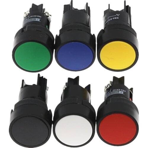 1Pcs 22mm momentary Push button switch red green blue yellow black white NO/NC XB2-EA142 XB2-EA131
