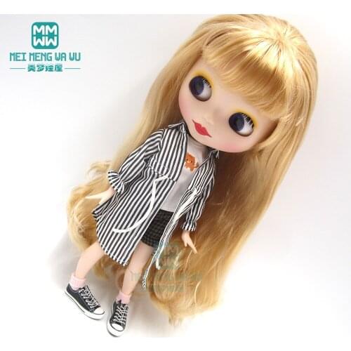 1pcs Blyth Doll Clothes Fashion striped shirt pink, blue, black for Blyth , Azone OB23 OB24 1/6 doll accessories