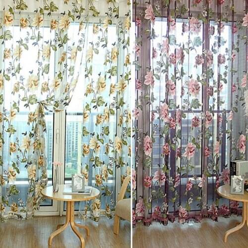 100*200cm 1 pc Embroider hollowing out Pastoral style floral bedroom curtain decorative window curtain yarn curtain