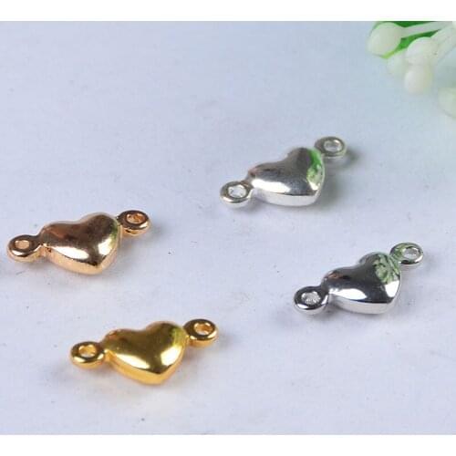 10 * 5mm Horizontal Double Hanging Love Necklace Pendant Connector Peach Heart DIY Jewelry Copper Fitting