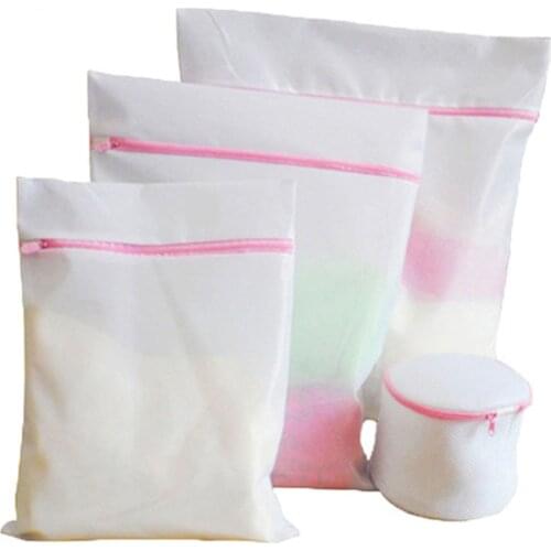 4 Size Mesh Laundry Bag Polyester Home Organizer Coarse Net Laundry Basket Laundry Bags For Washing Machines Mesh Bra Bag