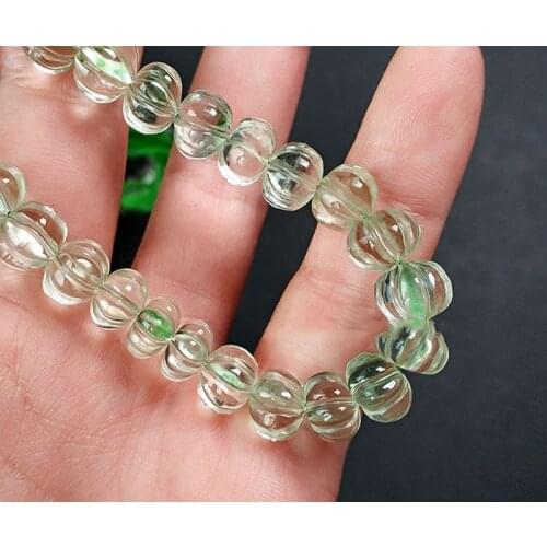 Loose beads Green Crystal carved pumpkin 7-8mm for 16cm DIY jewelry making FPPJ wholesale beads nature gem stone