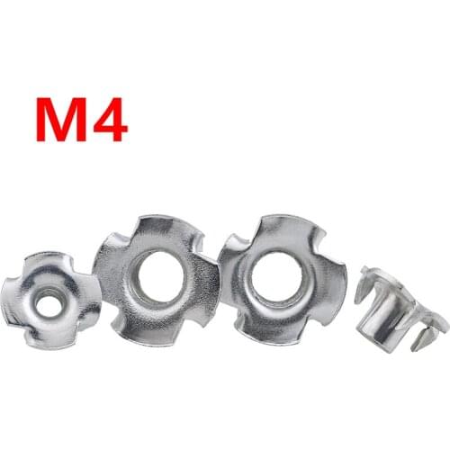 50pcs M4 Zinc Plated Four Claws Nut Speaker Nut T-nut Blind Pronged Tee Nut Furniture Hardware