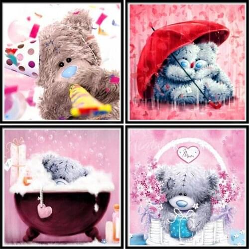 5D Diamond Painting Cute Animal Teddy Bear Full Square Round Diamond Embroidery Mosaic Home Decoration Handmade New Year Gift
