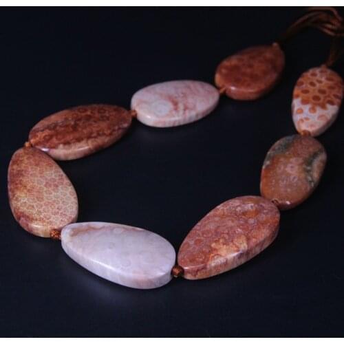 8-9PCS/strand Large Natural Orange Coral Jades Smooth Slab Nugget Beads,Chrysanthemum Stone Agates Slice Pendants Jewelry Making