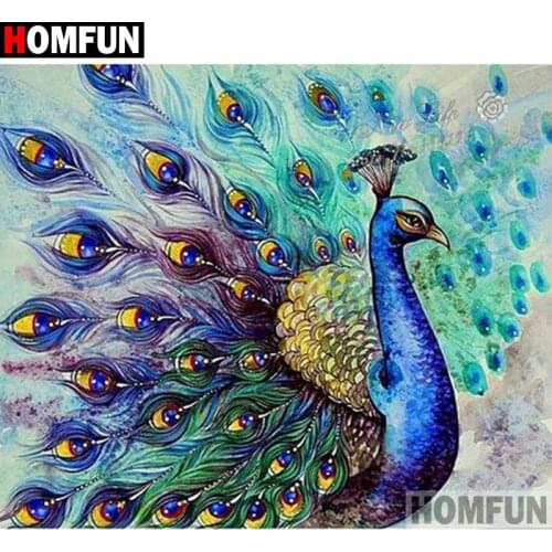 HOMFUN "Animal peacock bird" Diamond Painting 5D Full Square/Round Drill Home Decor DIY Diamond Embroidery Cross Stitch A27472