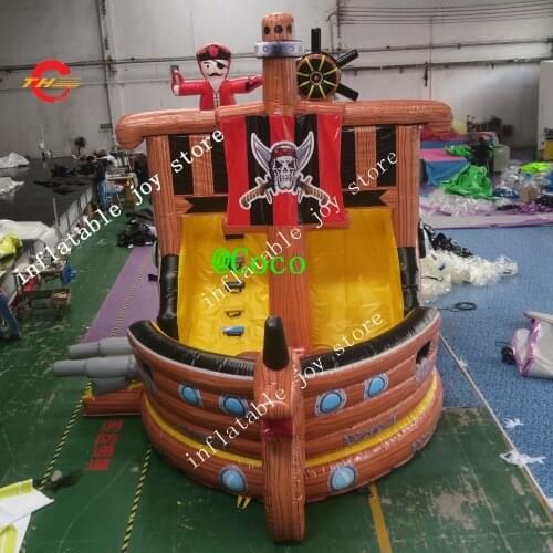 Free air ship to door,7x4x5m inflatable land pirate ship trampoline slide,commercial inflatable combo slide bounce house