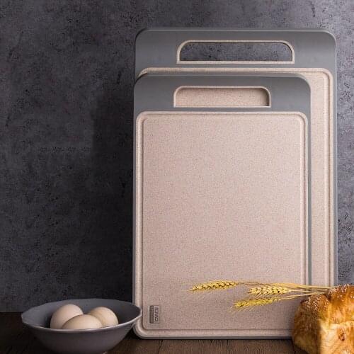 BPA Free Plastic Kitchen Wheat Cereal Fiber Chopping Board with Easy Grip Handle Non Slip Cutting and Juice Grooves