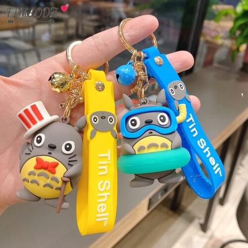 FIMAODZ Cute My Neighbor Totoro Animal Keychain Funny Design Anime Theme Metal Key Chains Holder Car Bag Pendent for Women